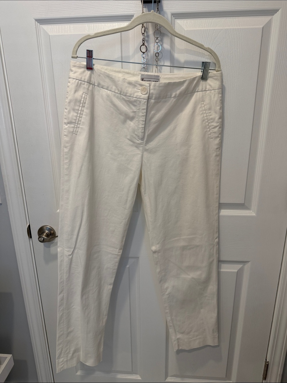 Elliott Lauren Cream Straight-Leg Trousers